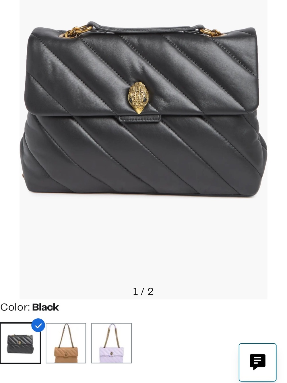 Kurt Geiger soho Black Quilted Leather Shoulder Bag with Gold Hardware